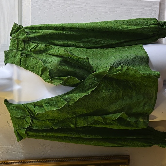 Anthropologie Maeve Laila Ruffle Wrap Long Sleeve Wrap Blouse NWT - Picture 1 of 9